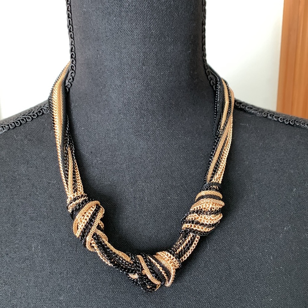 Dynamite Black and Gold Chain Rope Choker Necklace